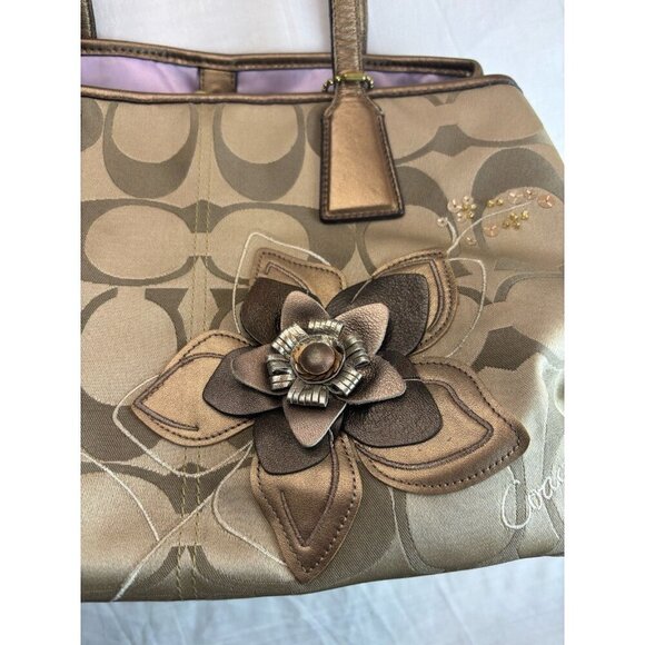 Coach 2011 Signature C Floral Applique Frame Kisslock Carryall Satchel Handbag - Picture 4 of 7